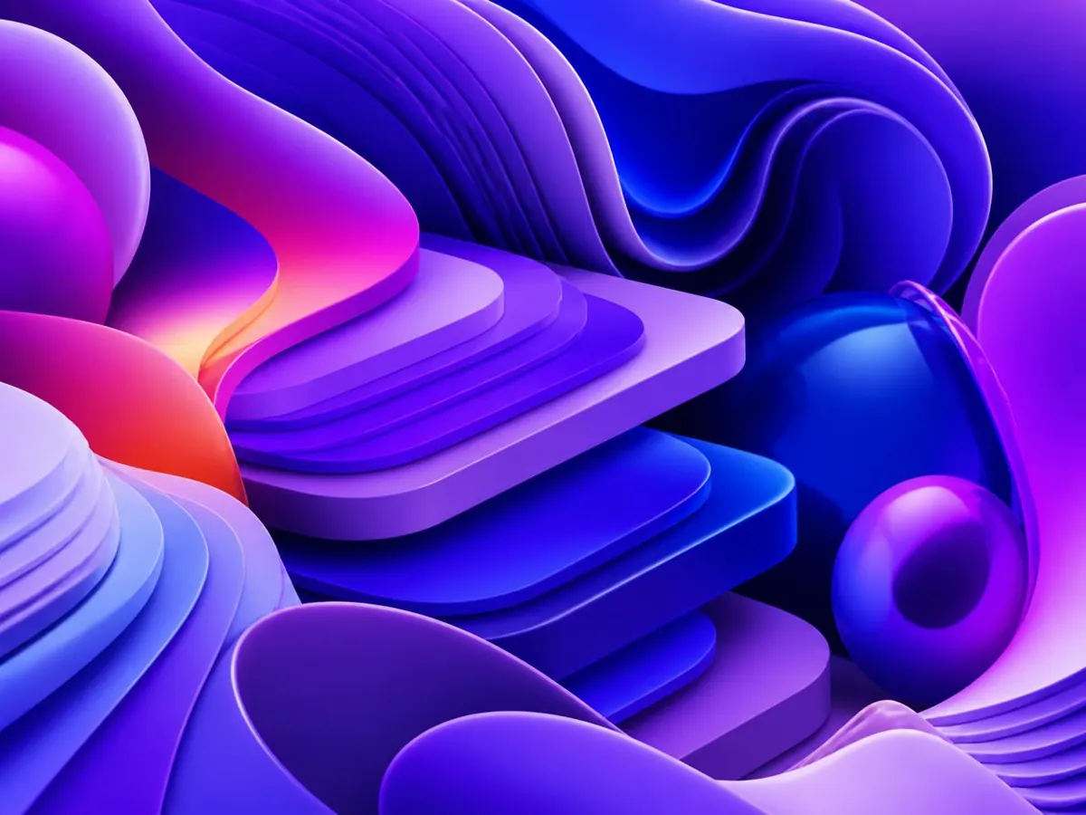 Visuel de marque Kmoove Prévention et Santé, formes fluides violettes et indigo superposées