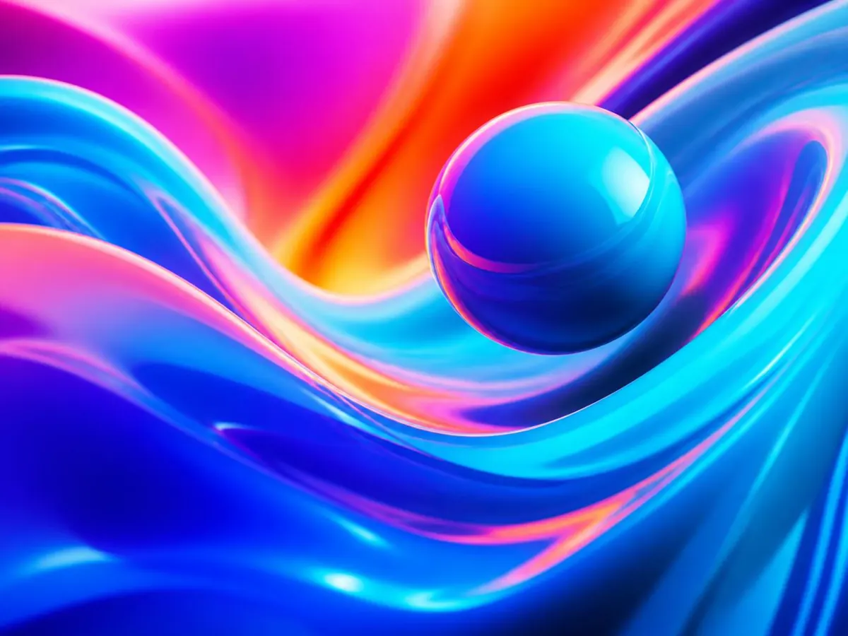 Visuel de marque Kmoove Game, dégradé cyan et bleu avec une sphère en mouvement